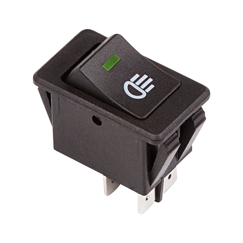 Выключатель клавишный 12V 35А (4с) ON-OFF  с зеленой LED подсветкой  (ASW-17D)  REXANT 36-4441