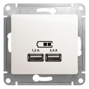 Розетка USB Glossa тип A+C 5В/2.4А 2х5В/1.2А механизм перламутр. SE GSL000639 1340091