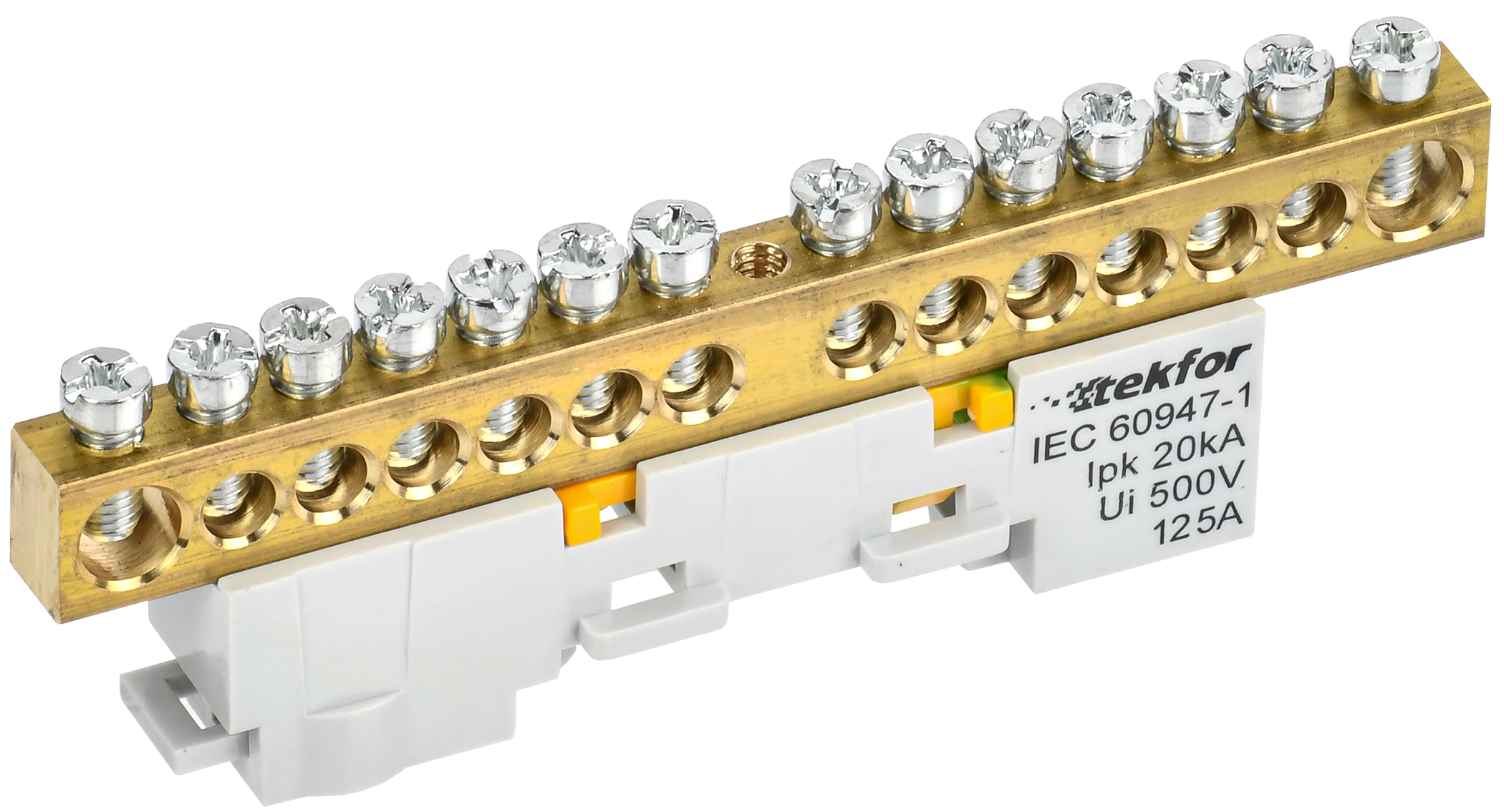 TEKFOR Шина PE "земля" неизолированная на универсальном держателе 8х12-14-Ж IEK TF-NN20-14-DL-K05