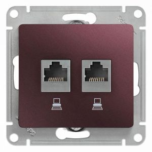 Розетка компьютерная 2-м Glossa RJ45 кат.5E механизм баклажан. SE GSL001185KK 463610
