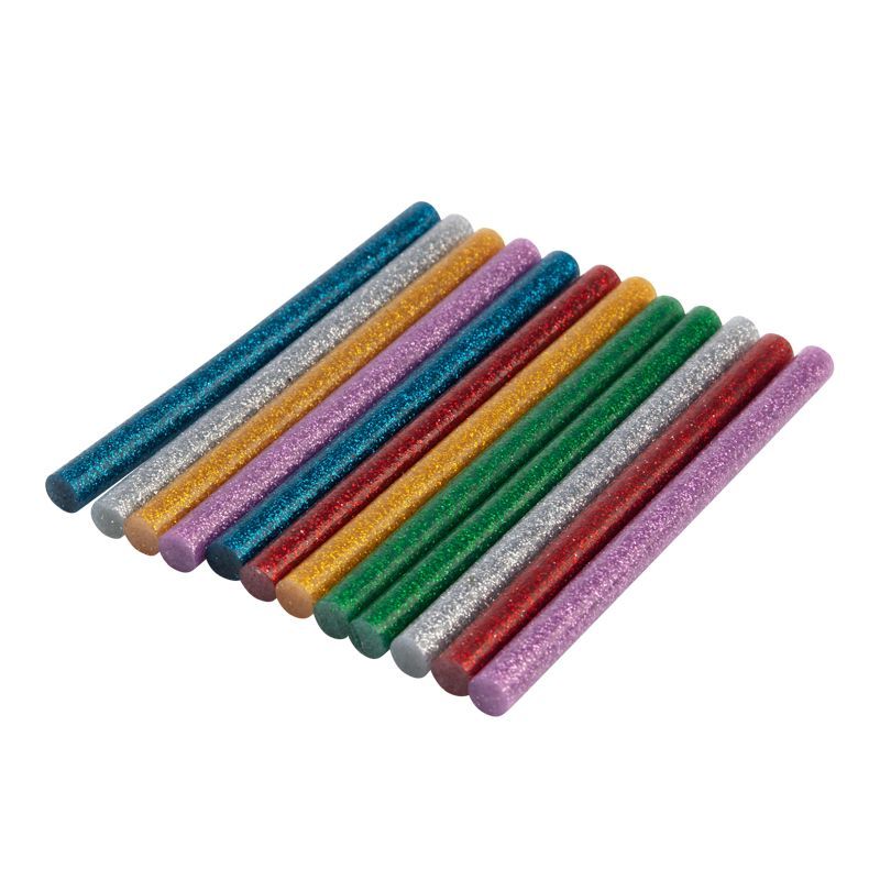 Стержни клеевые Ø7мм, 100мм, цветные с блестками (12 шт/уп), блистер REXANT 09-1025