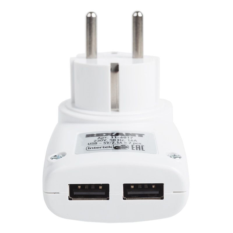 Адаптер питания 220В + 2  USB REXANT RX-17 - Фото 3