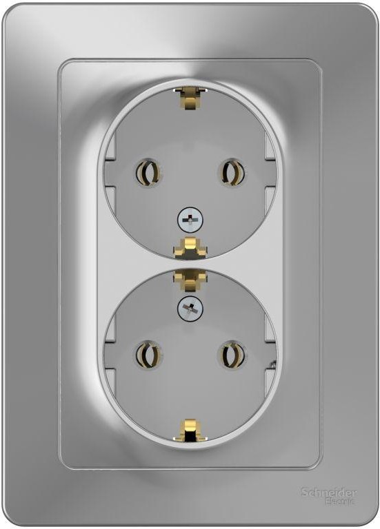 Розетка 2-м СП Blanca 16А IP20 250В с заземл. без защ. шторок алюм. SE BLNRS001023 - Фото 2