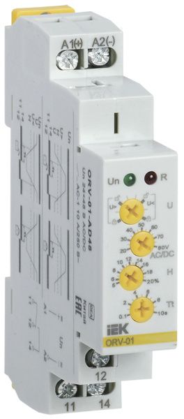 Реле контроля напряжения ORV с блокировкой однофазное 24-48В AC/DC IEK ORV-01-AD48