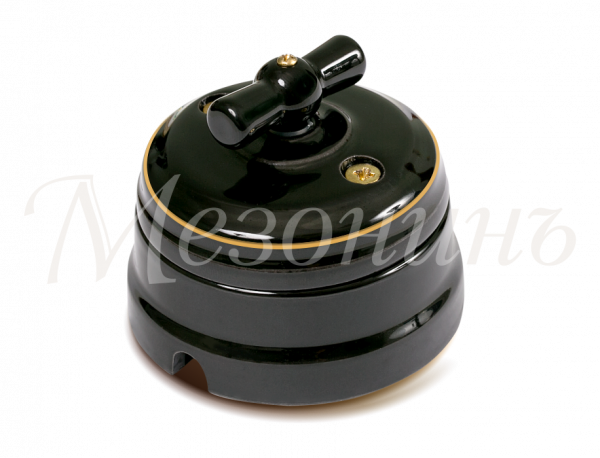 Выключатель ретро фарфоровый поворотн на 4 положения в комплекте с подъемной рамкой, 10А, 250В, цв