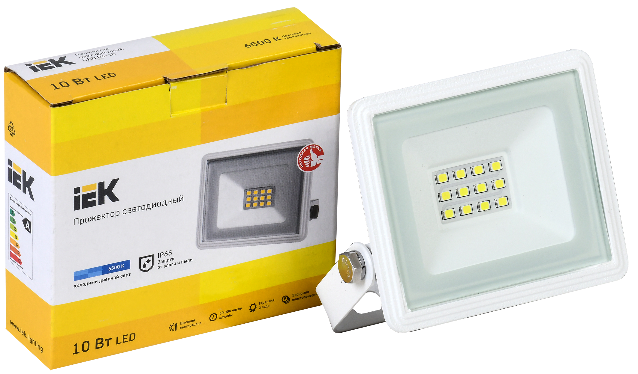 Прожектор светодиодный СДО 06-10 IP65 6500K белый IEK - Фото 2