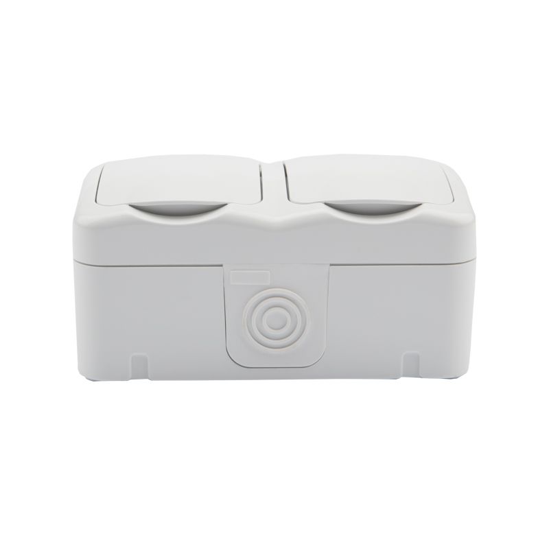 Блок горизонтальный 2 розетки Mini OG IP54 с/з, о/у, белый KRANZ - Фото 2