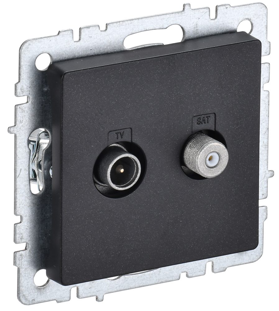 BRITE Розетка двойная TV+SAT РТВ/РСп12-БрЧ черный IEK BR-AF20-O-K02