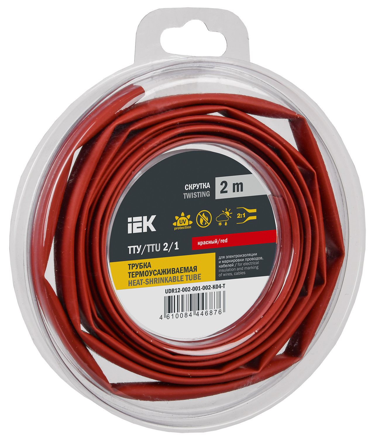 Трубка термоусадочная ТТУ нг-LS 2/1 красная (2м/упак) IEK UDR12-002-001-002-K04-T