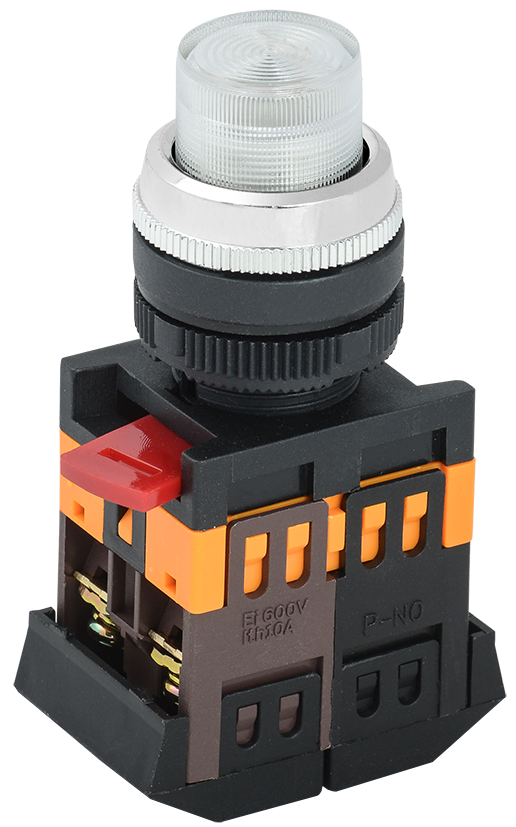 Кнопка ABLFP-22 прозрачный d=22мм неон/240В 1з+1р IEK