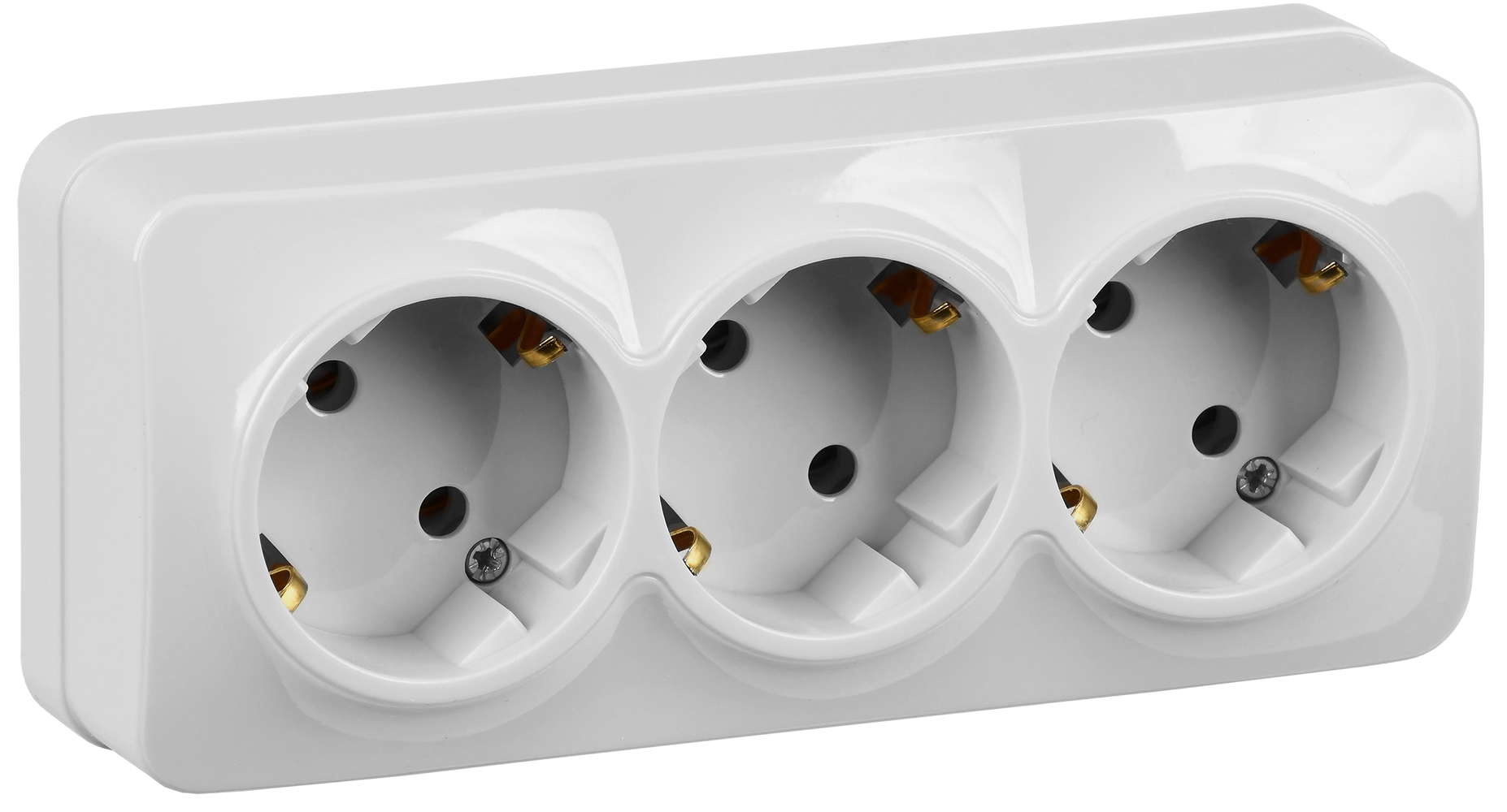 GLORY Розетка 3-местная для открытой установки с заземлением без защитных шторок 16А РС23-3-ХБ белый IEK