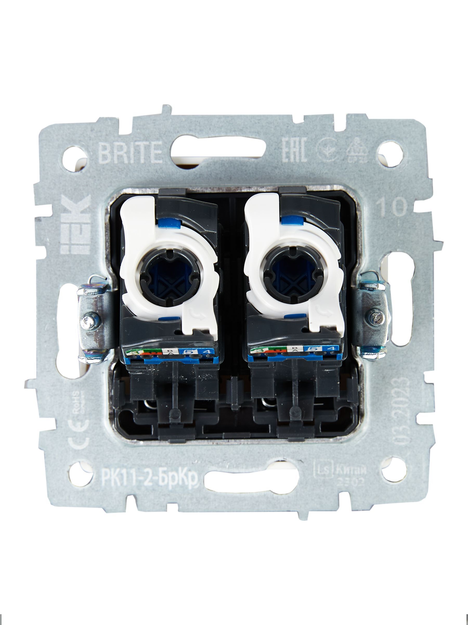 BRITE Розетка компьютерная двойная RJ45 кат.6 РК11-2-БрКр бежевый IEK - Фото 7