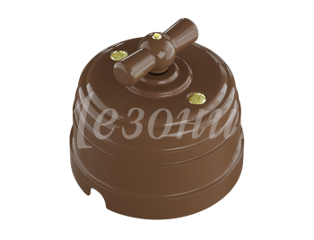 Выключатель ретро пластиковый поворотный на четыре положения (2-х клавишный), IP20, цвет - какао, УС