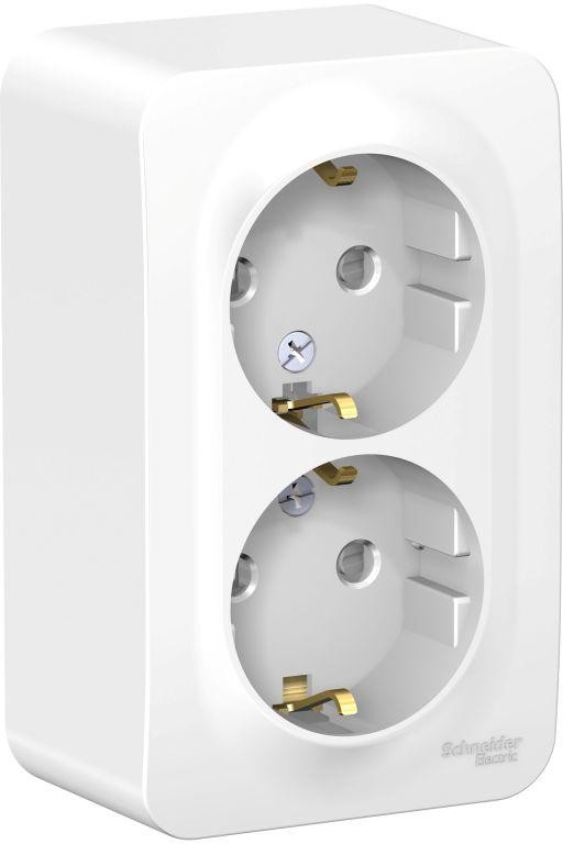 Розетка 2-м ОП Blanca 16А IP20 250В с заземл. защ. шторки с изолир. пластиной бел. SE BLNRA011211 - Фото 2