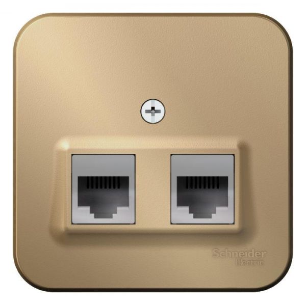 Розетка компьютерная + телефонная 2-м ОП Blanca RJ45 кат.5E + RJ11 с изолир. пластиной титан SE BLNIA045114