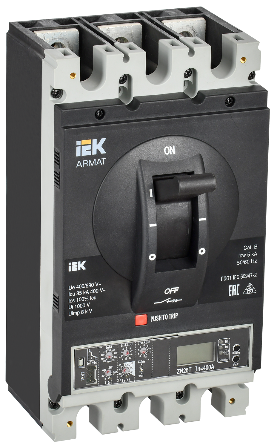 ARMAT Автоматический выключатель в литом корпусе 3P типоразмер I 85кА 630А расцепитель электронный продвинутый IEK AR-MCCB-3I-085-0630A-ELPC