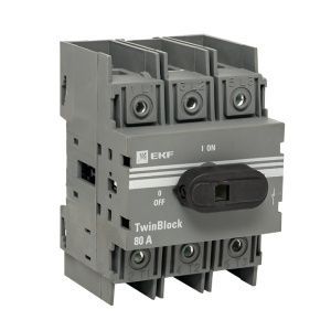 Рубильник 80A 3P c рукояткой управления для прямой установки TwinBlock EKF tb-80-3p-f