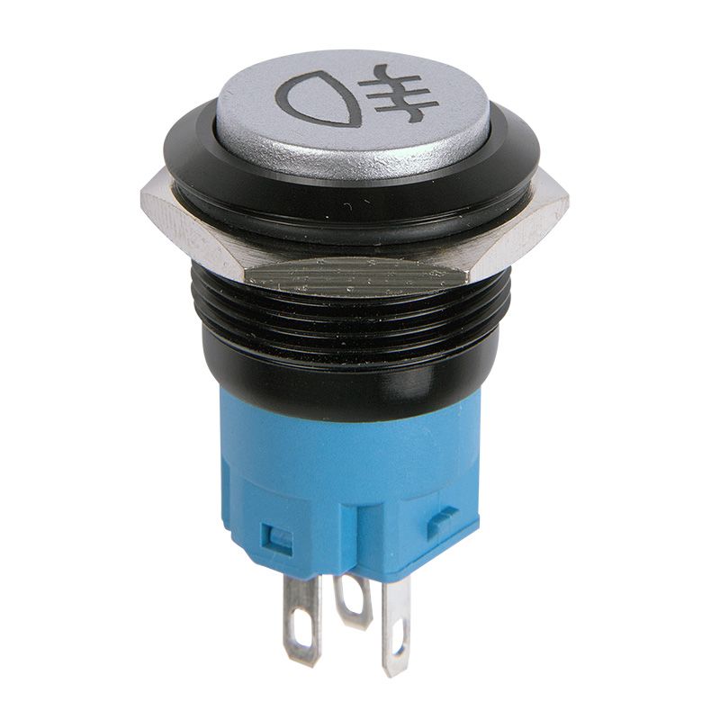 Кнопка  антивандальная Ø19 Фикс 12В (2с) ON-OFF зеленая (Противотуманки)  REXANT
