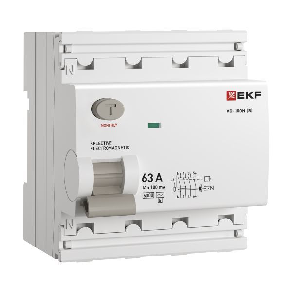 ВДТ ВД-100N (S) 4P 63А 100мА AC эл-мех 6кА PROXIMA EKF E1046MS63100