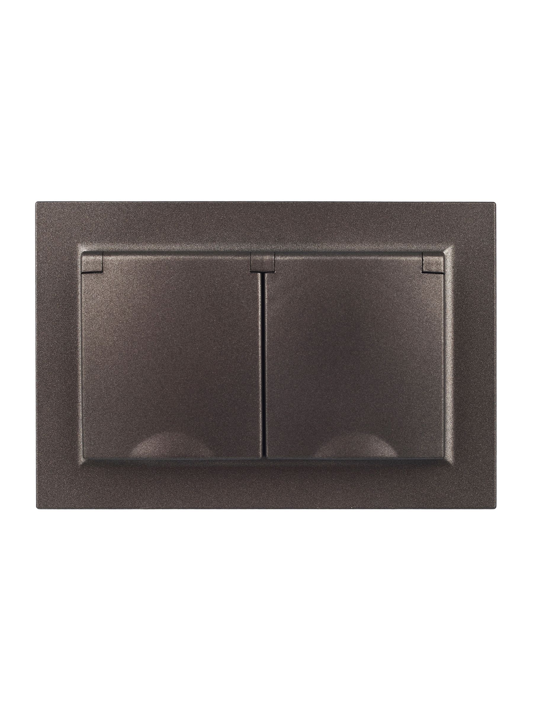 BRITE Розетка 2-местная с заземлением с защитными шторками и крышкой 16А в сборе IP44 РСбш12-3-44-БрТБ темная бронза IEK - Фото 4