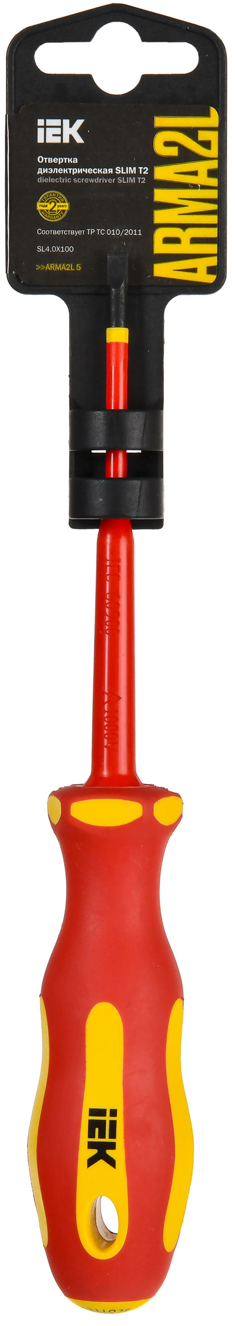 ARMA2L 5 Отвертка диэлектрическая SLIM SL4,0х100 Т2 IEK - Фото 2