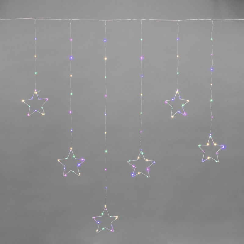 Гирлянда Светодиодный занавес из росы с фигурами Звезд МУЛЬТИКОЛОР IP20 USB + пульт управления NEON-NIGHT 315-849