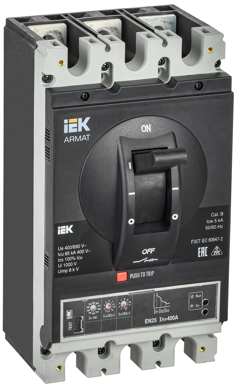 ARMAT Автоматический выключатель в литом корпусе 3P типоразмер H 85кА 400А расцепитель электронный стандартный IEK