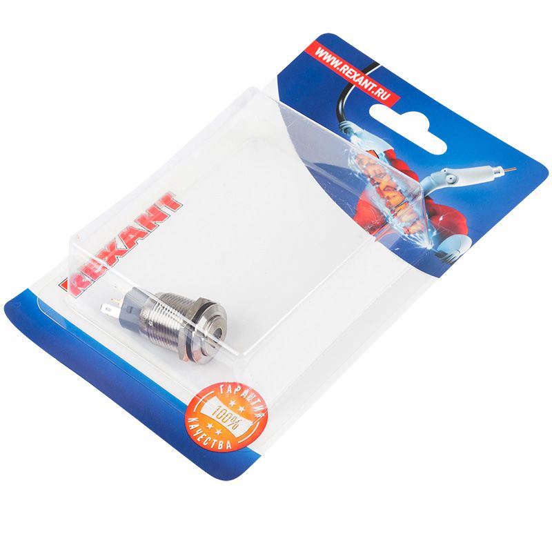 Кнопка  антивандальная Ø16 250В Б/Фикс (5с) (ON)-OFF/(OFF)-ON синяя (A-16-C4) REXANT (в упак. 1шт.) - Фото 2