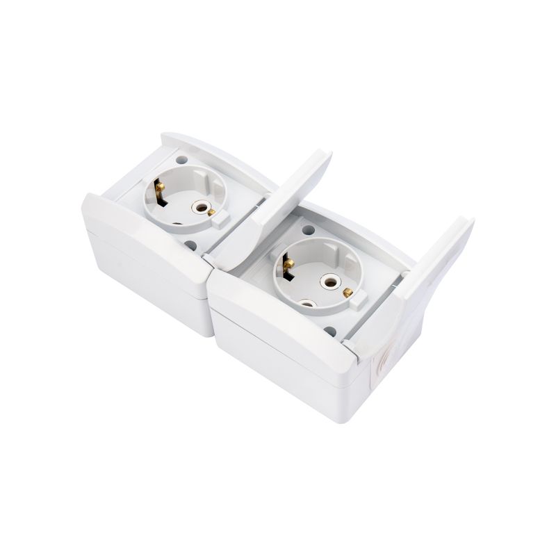 Блок вертикальный 2 розетки INDUSTRIAL IP54 с/з, о/у, белый KRANZ - Фото 3