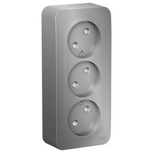 Розетка 3-м ОП Blanca 16А IP20 250В без заземл. защ. шторки с изолир. пластиной алюм. SE BLNRA001313 1210558