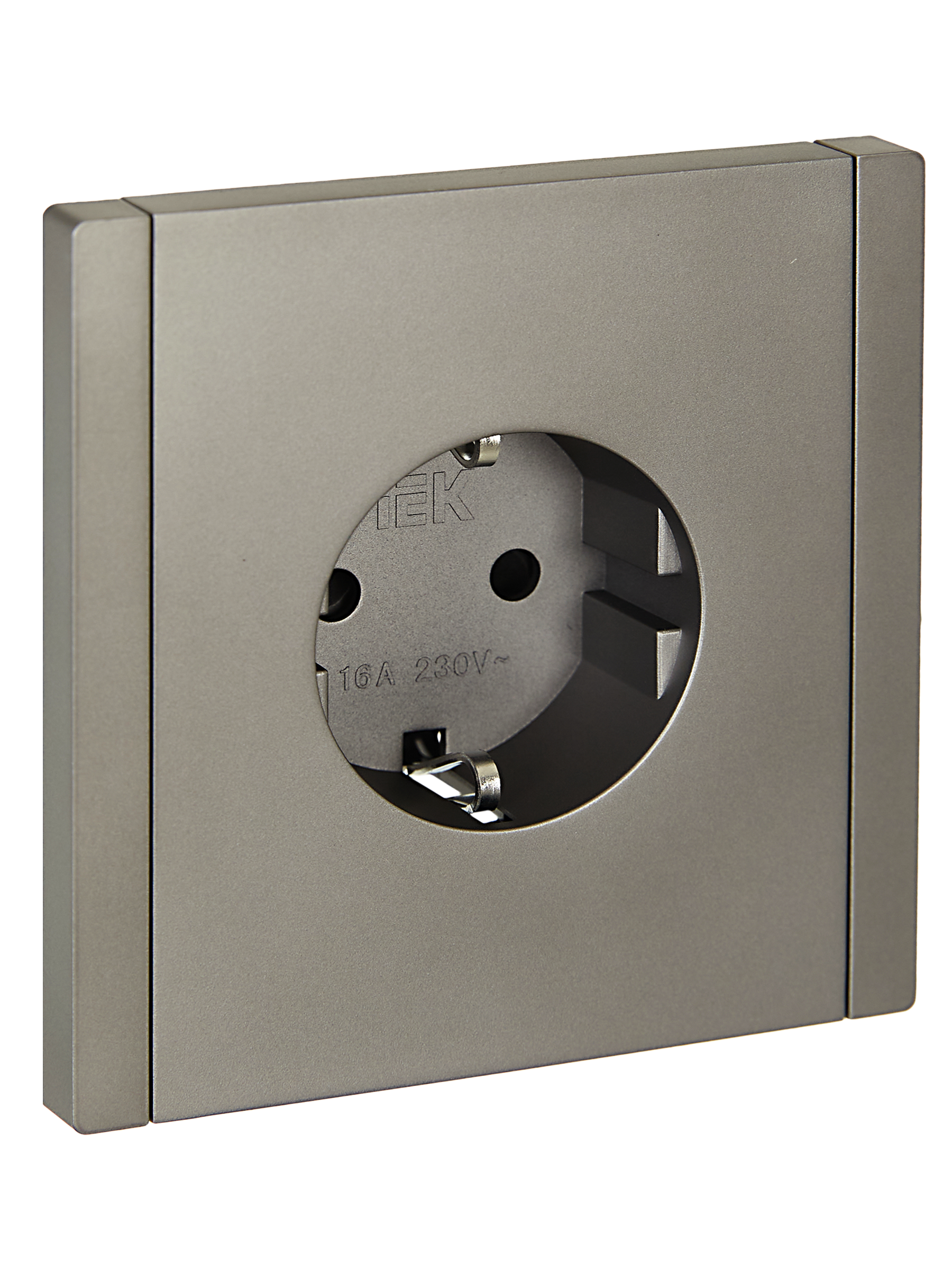 FORTE&PIANO Розетка 1-местная с заземлением с защитными шторками винтовое крепление 16А FP515 сталь IEK FP-R14-16-K46