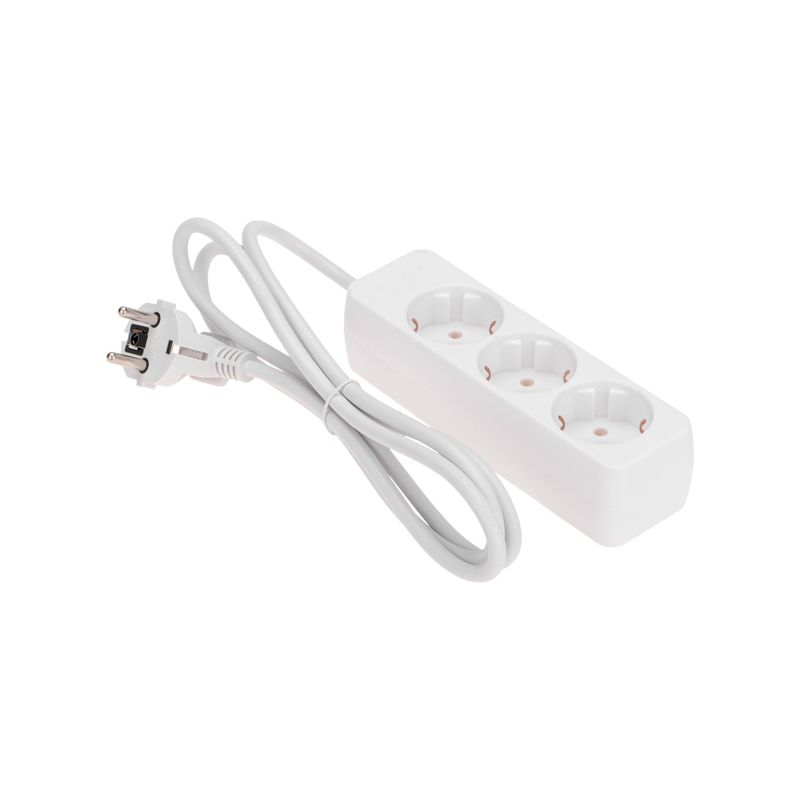 Удлинитель 3 гнезда, 1,5м, 3х0,75мм², с/з,  белый PROconnect 13-4208