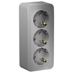 Розетка 3-м ОП Blanca 16А IP20 250В с заземл. без защ. шторок с изолир. пластиной алюм. SE BLNRA010313 1210559