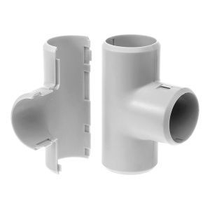 Тройник разборный d16 мм безгалогенный (HF) атмосферостойкий серый (70шт/700шт уп/кор) Промрукав PR13.0364