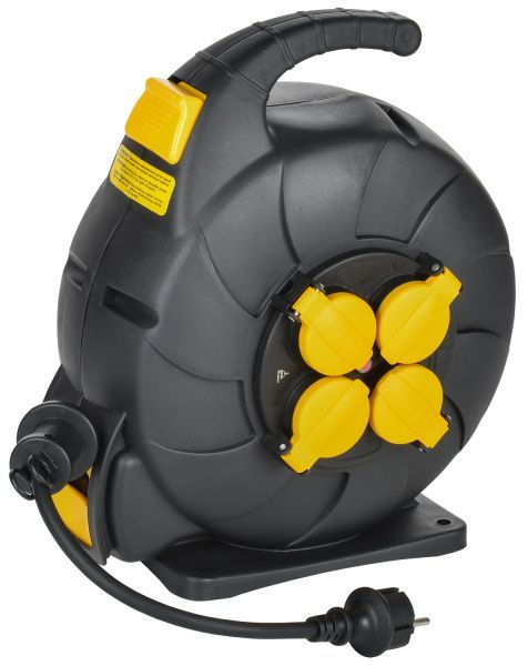 TWIST Катушка УК15 4 места IP44 с заземлением 3х1,5мм2 КГ с автосмоткой кабеля 15м IEK TW-KP27-16-04-15-44