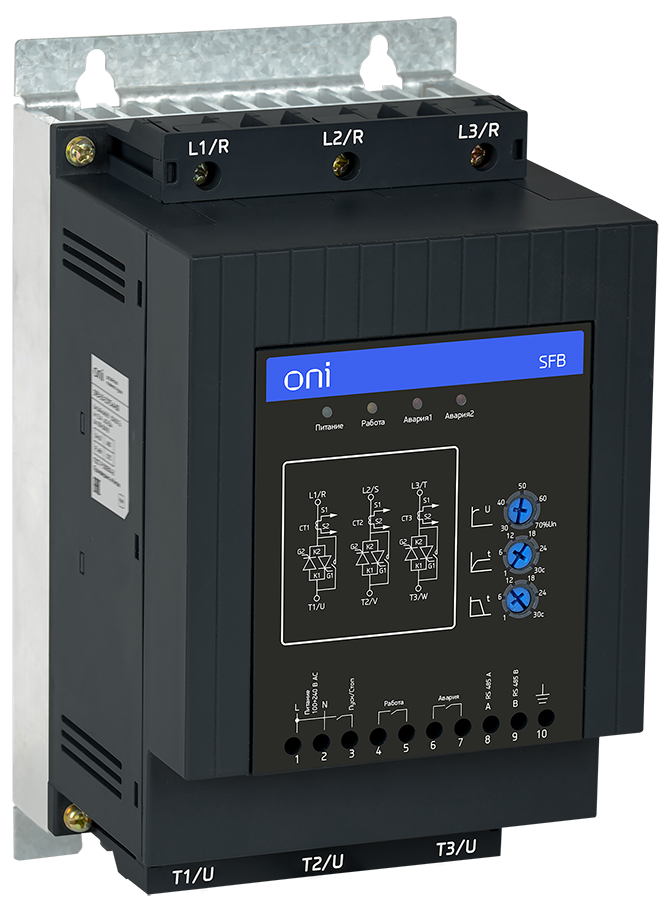 Устройство плавного пуска SFB 3Ф 380В 45кВт 90А Uупр 110-220В Modbus с выключателем с защитами ONI SFB-33-45-A-11