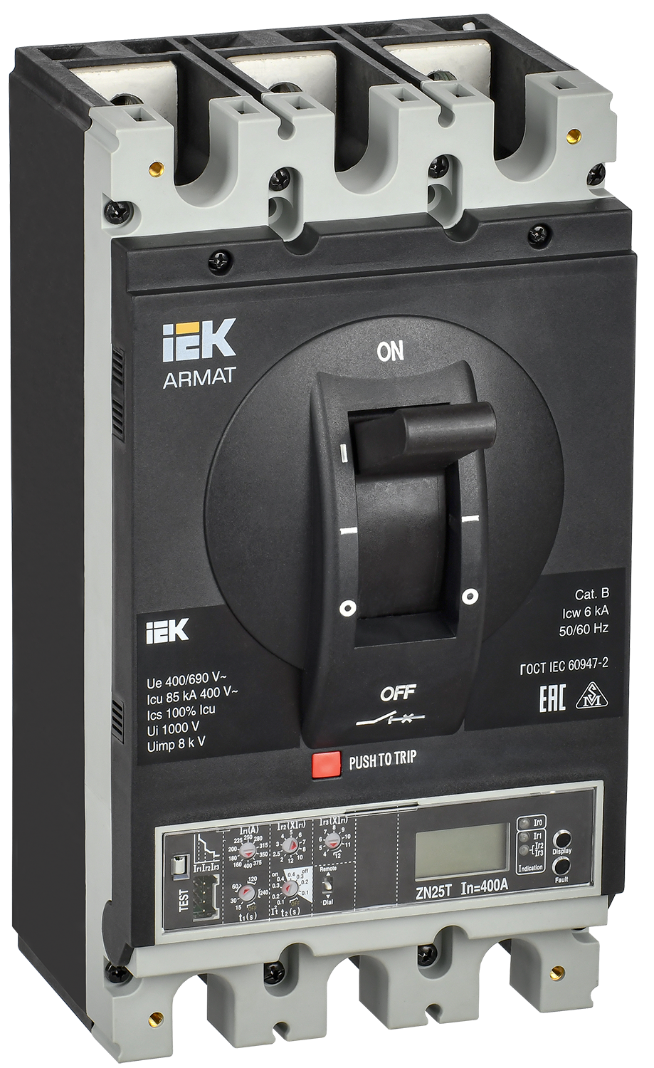 ARMAT Автоматический выключатель в литом корпусе 3P типоразмер H 85кА 400А расцепитель электронный продвинутый IEK AR-MCCB-3H-085-0400A-ELPC
