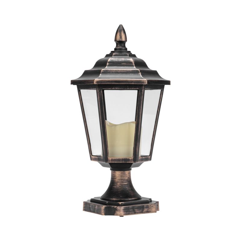 Декоративный фонарь на подставке со свечкой, бронзовый корпус, размер 14,5х17х31см, цвет теплый белый - Фото 3