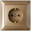 Розетка штепсельная с заземляющим контактом скрытой установки РС16-306 бронза 5526BY