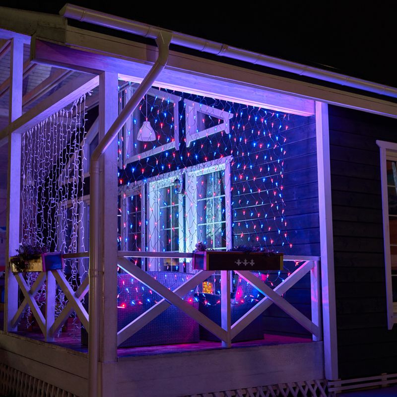 Гирлянда светодиодная Сеть 2,5х2,5м 432 LED КРАСНЫЙ/СИНИЙ черный ПВХ IP65 свечение с динамикой 230В контроллер в комплекте NEON-NIGHT - Фото 5