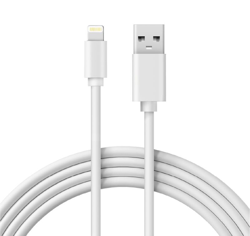 Кабель USB-A – Lightning для Apple, 2,4А, 1м, ПВХ, белый  REXANT
