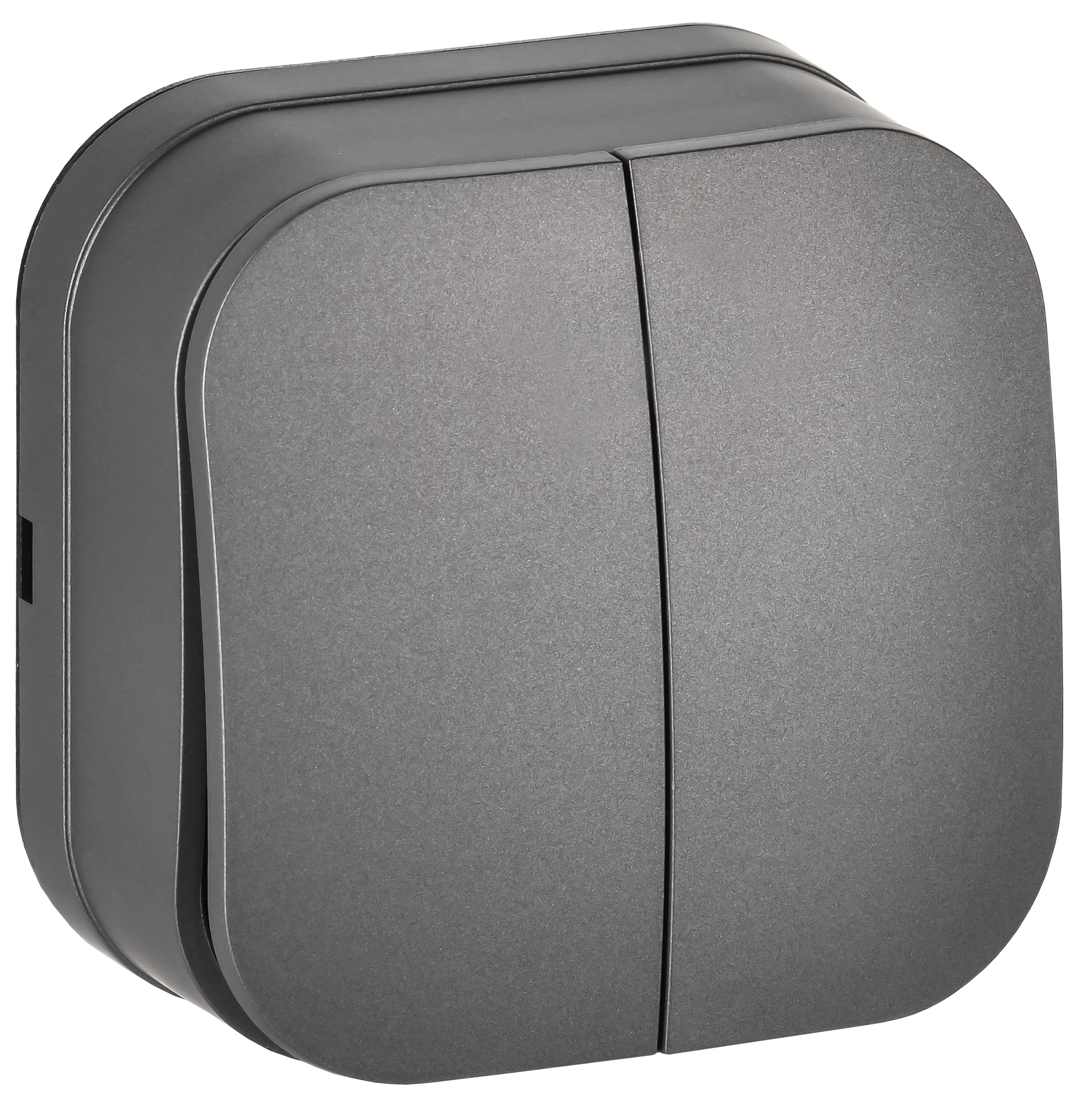 GLORY Выключатель 2-клавишный для открытой установки 10А ВС20-2-0-ХСм сталь матовый IEK EVH20-K46M-10