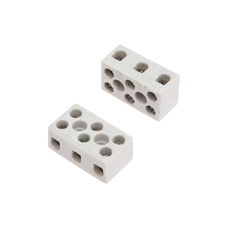 Клемма керамическая винтовая КВ 4 мм² 3 пары контактов с крепежным отверстием (100 шт./уп.) REXANT 07-6225