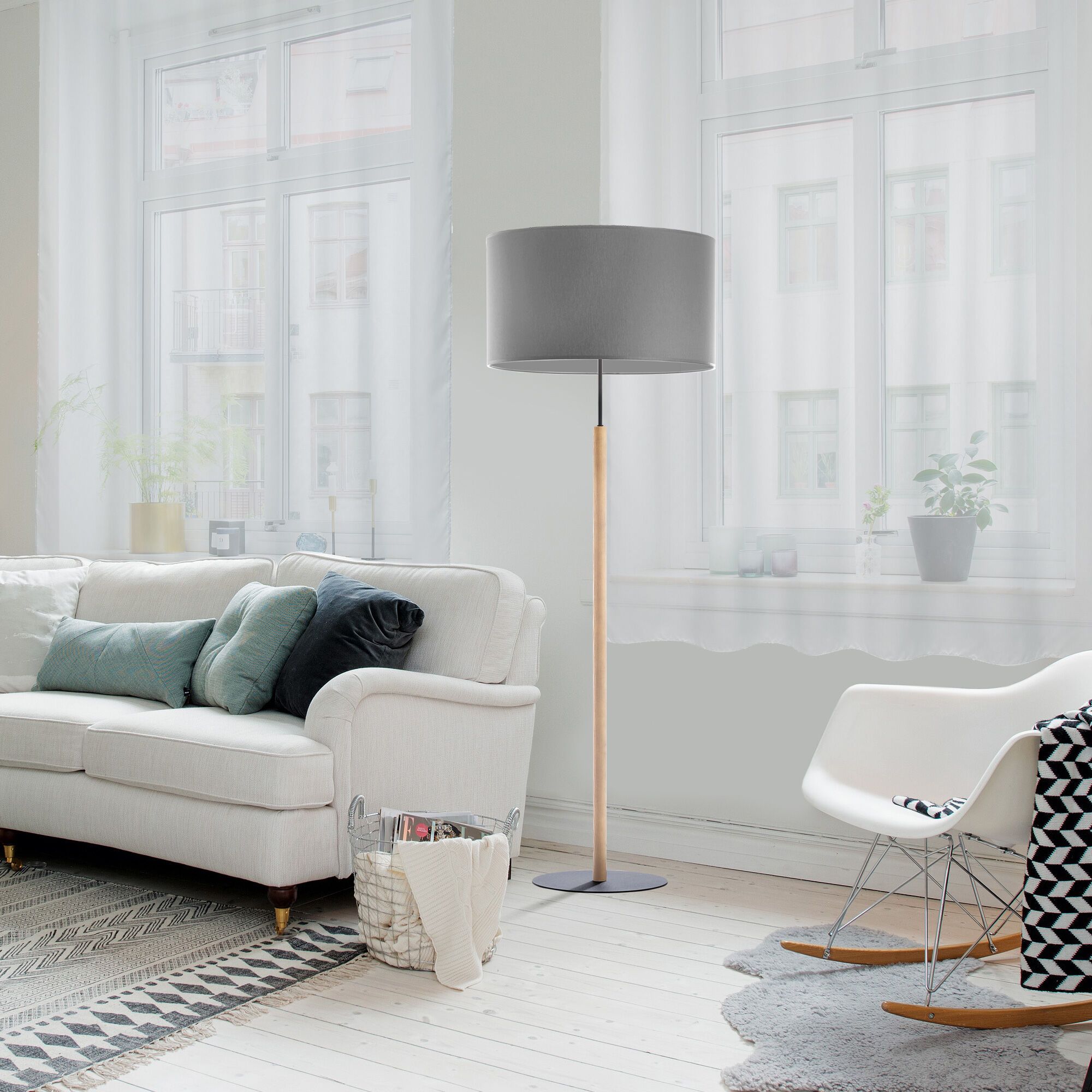 Торшер с абажуром 5218 Deva Graphite графит;светлое дерево Eurosvet - Фото 2