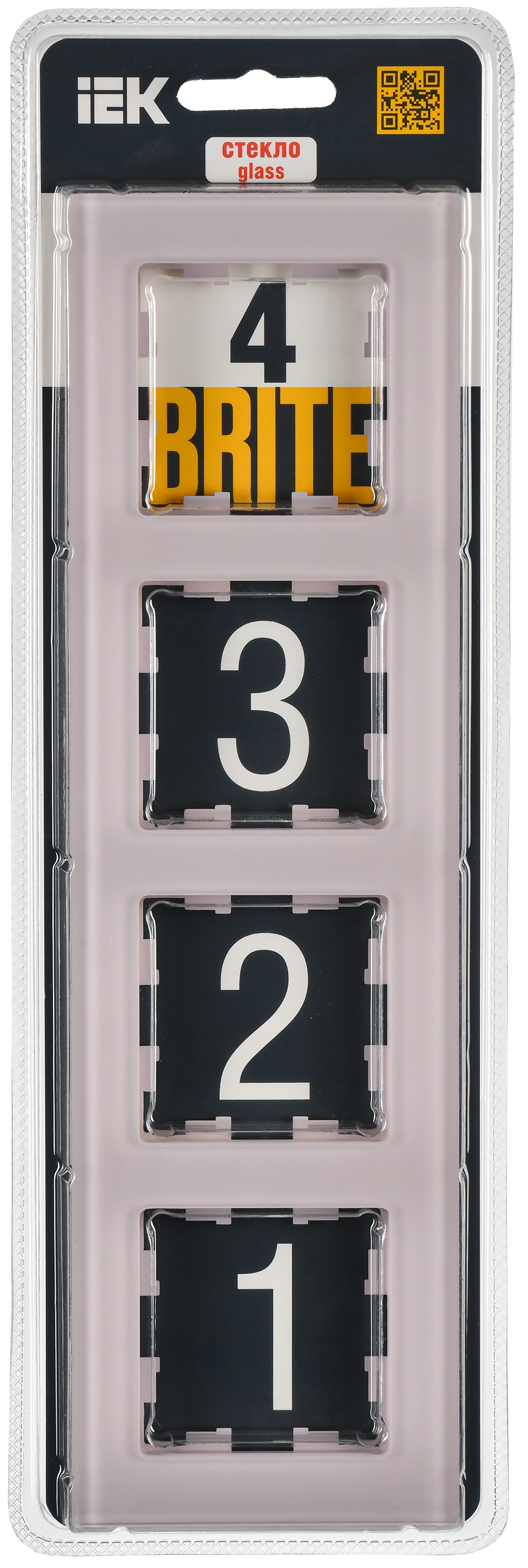 BRITE Рамка 4-местная РУ-4-2-Бр стекло розовый матовый IEK - Фото 2
