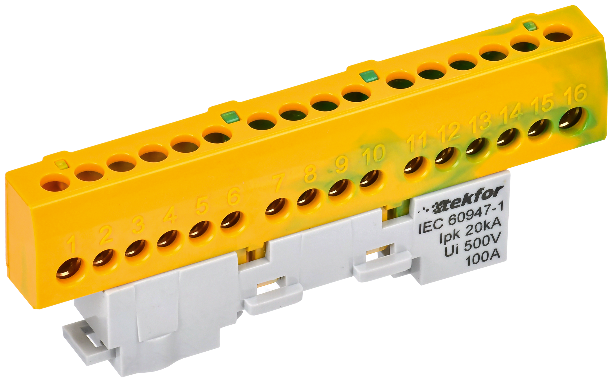 TEKFOR Шина PE "земля" изолированная на универсальном держателе 6х9-16-ЖЗ IEK TF-NN10-16-KL-K52