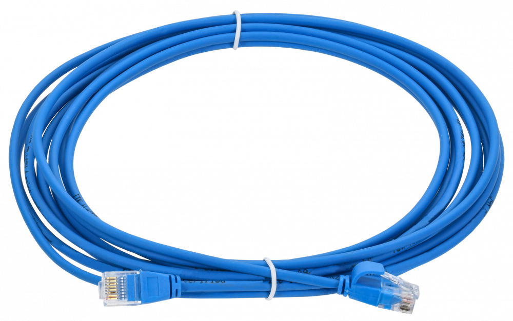 ITK Коммутационный шнур (патч-корд) кат.5E UTP LSZH 2м slim колпачок с язычком синий PC03-C5EUL-2M-SL-WT