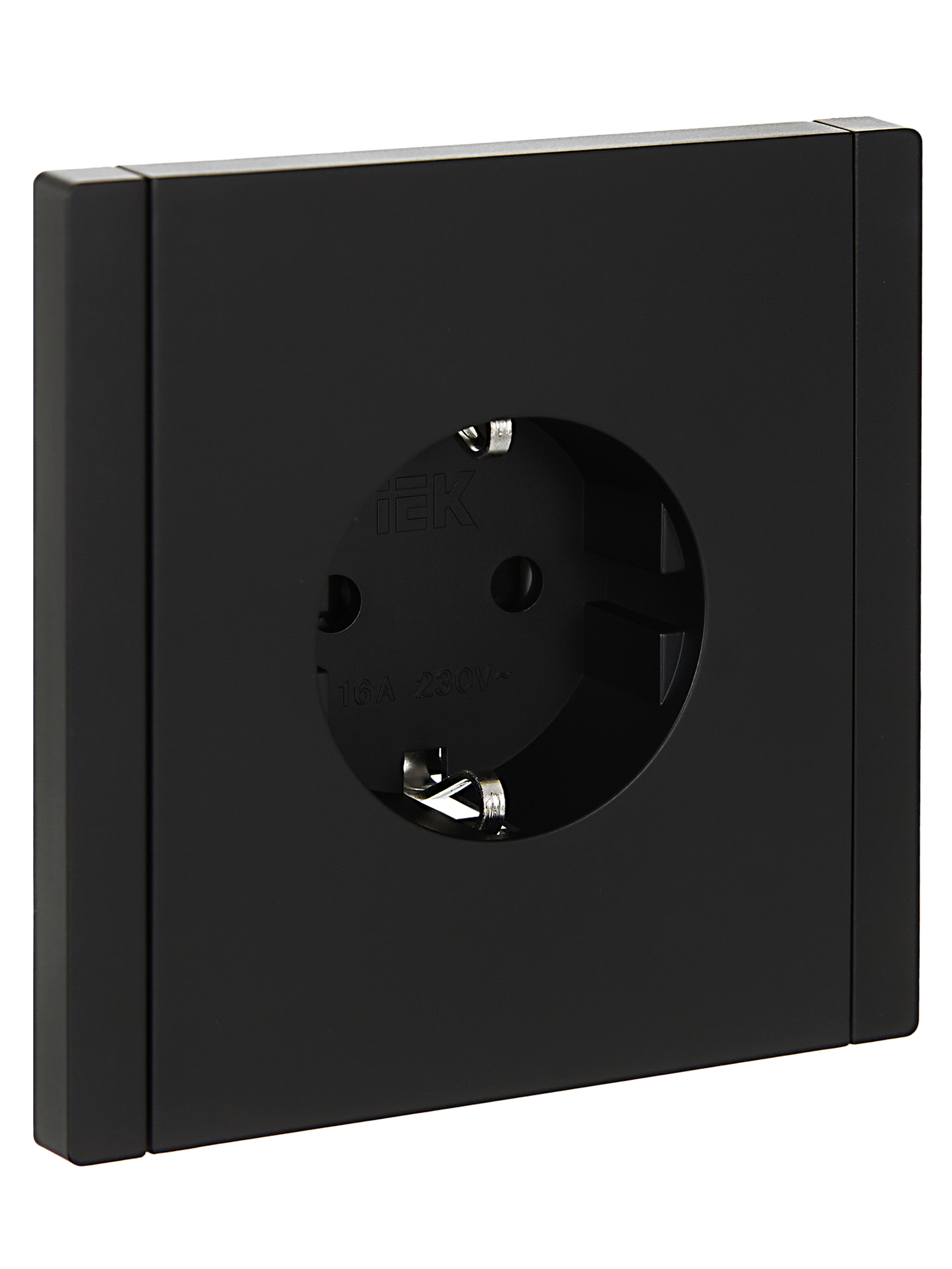 FORTE&PIANO Розетка 1-местная с заземлением с защитными шторками безвинтовое крепление 16А FP113 черный IEK FP-R14-16-1-K02