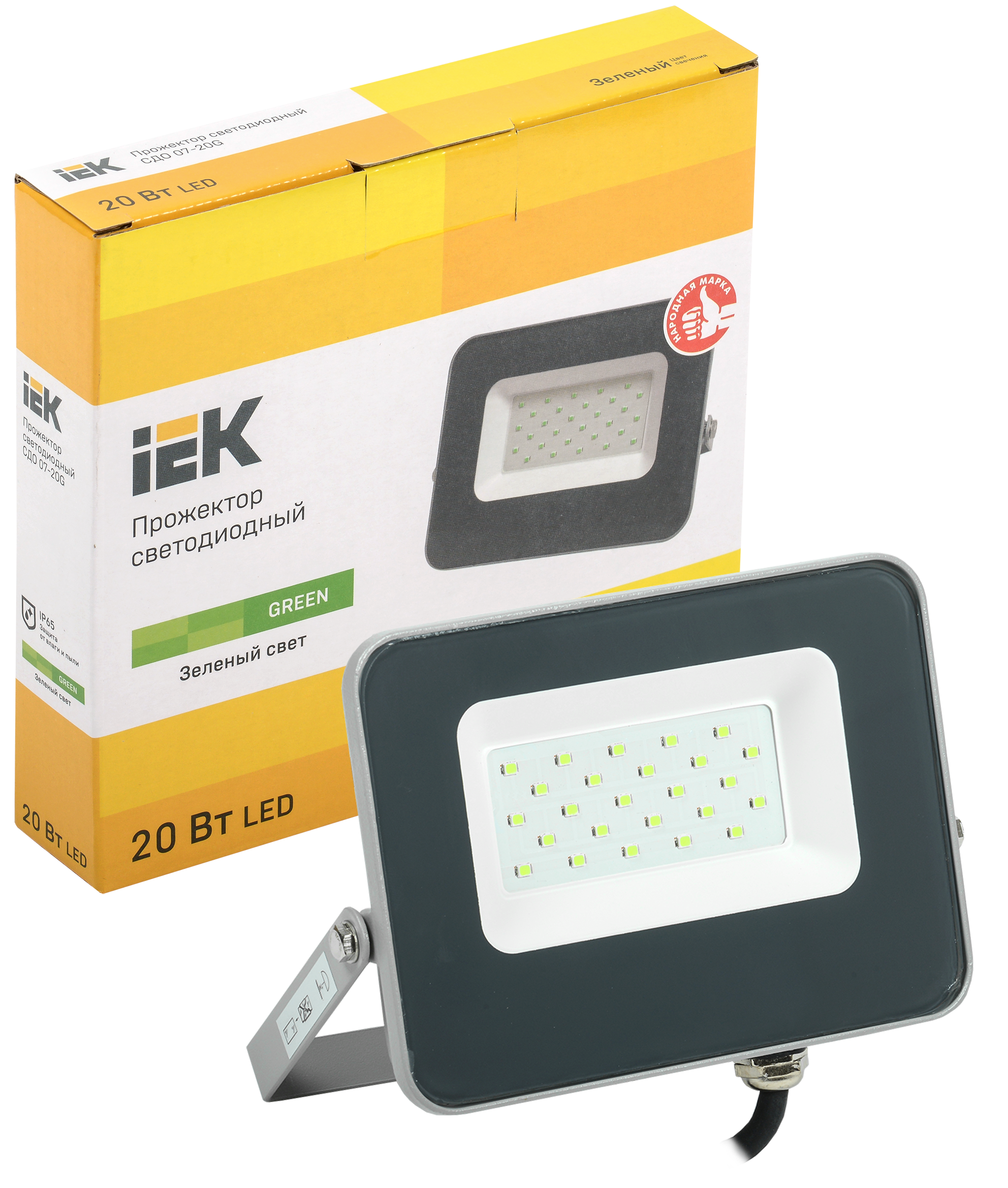 Прожектор светодиодный СДО 07-20G green IP65 серый IEK - Фото 2