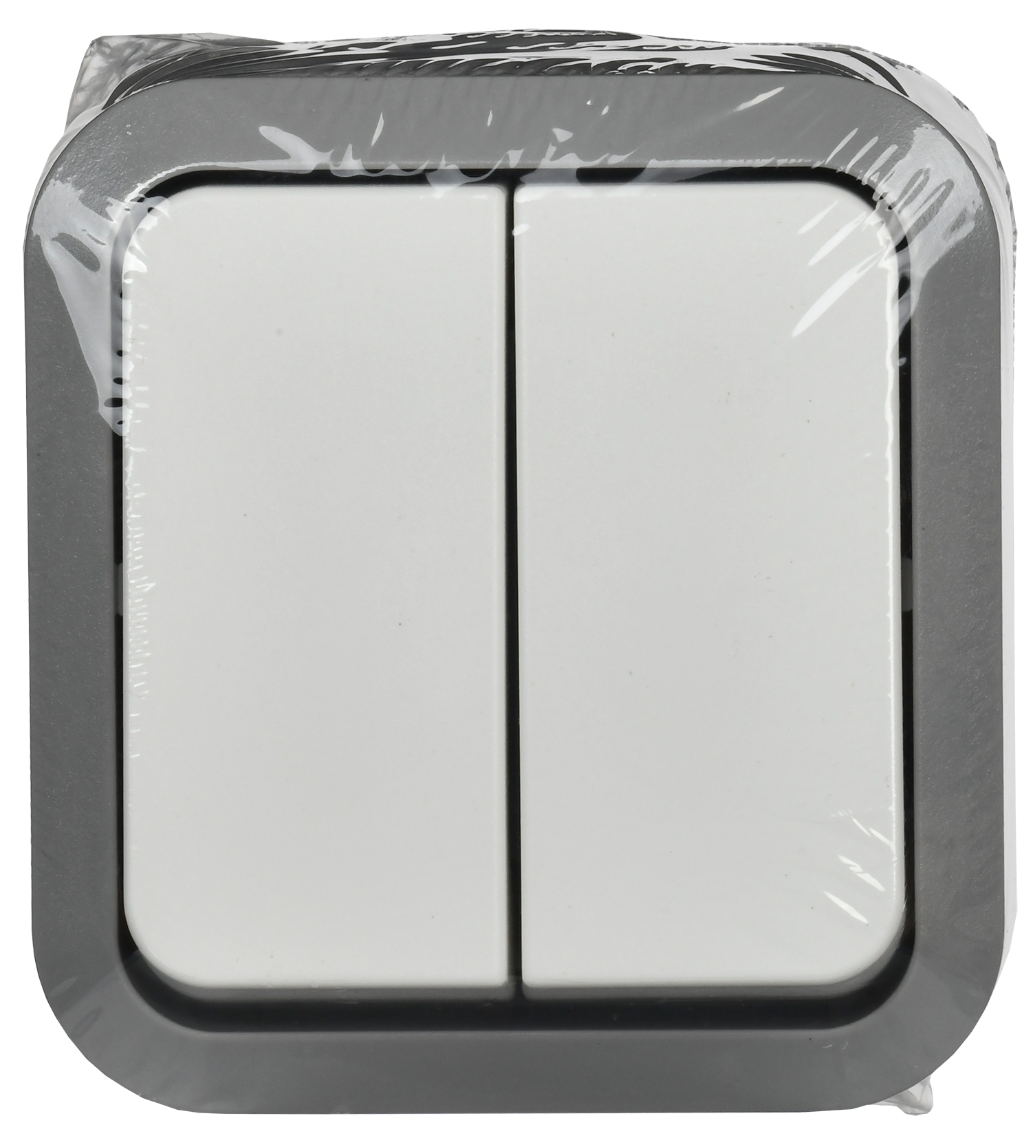 TORS Выключатель двухклавишный 10А IP55 TS205 серо-белый IEK - Фото 2